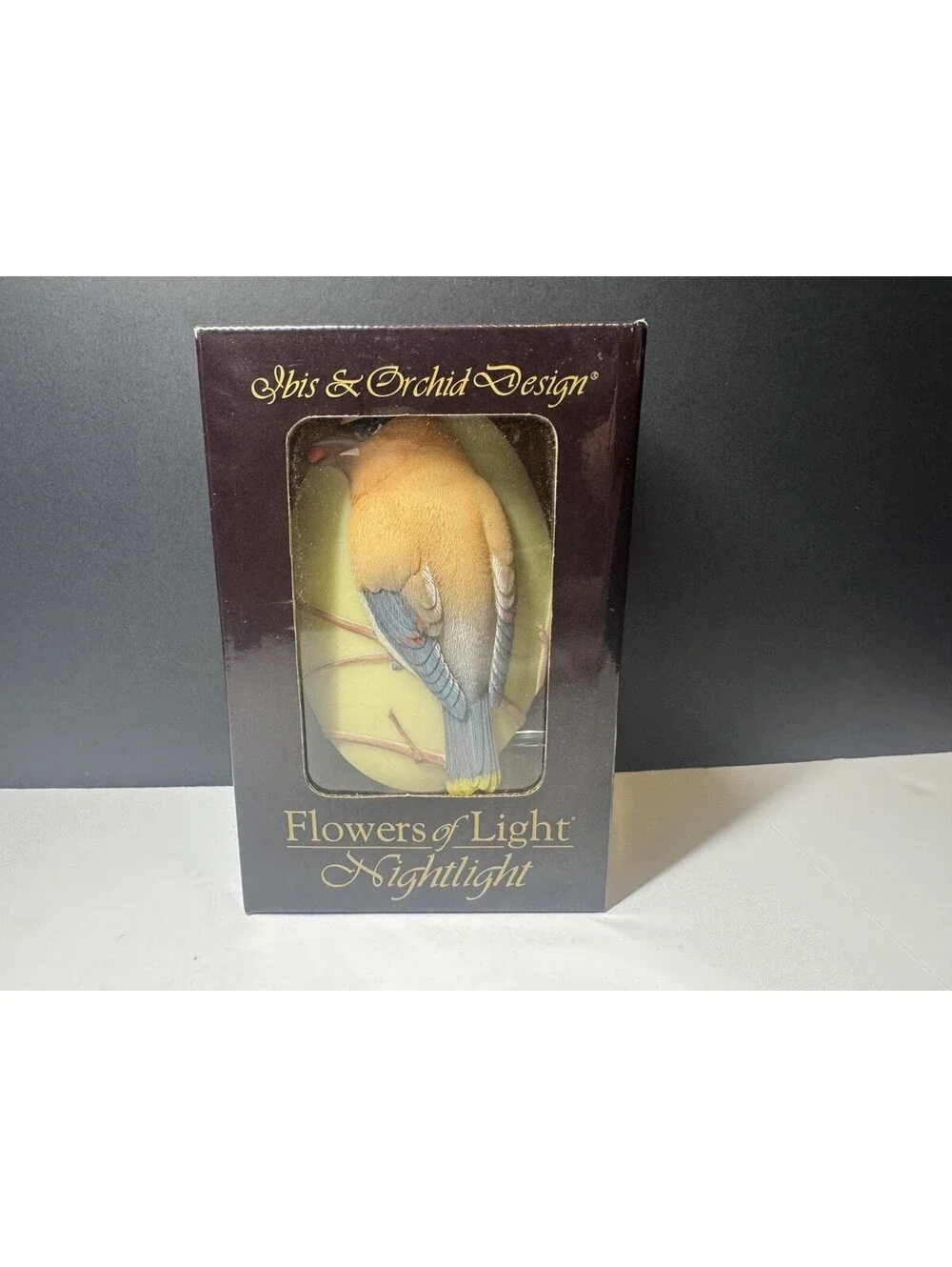 Ibis & Orchid Design Flowers Of Light Nightlight - Cedar Waxwing NIB